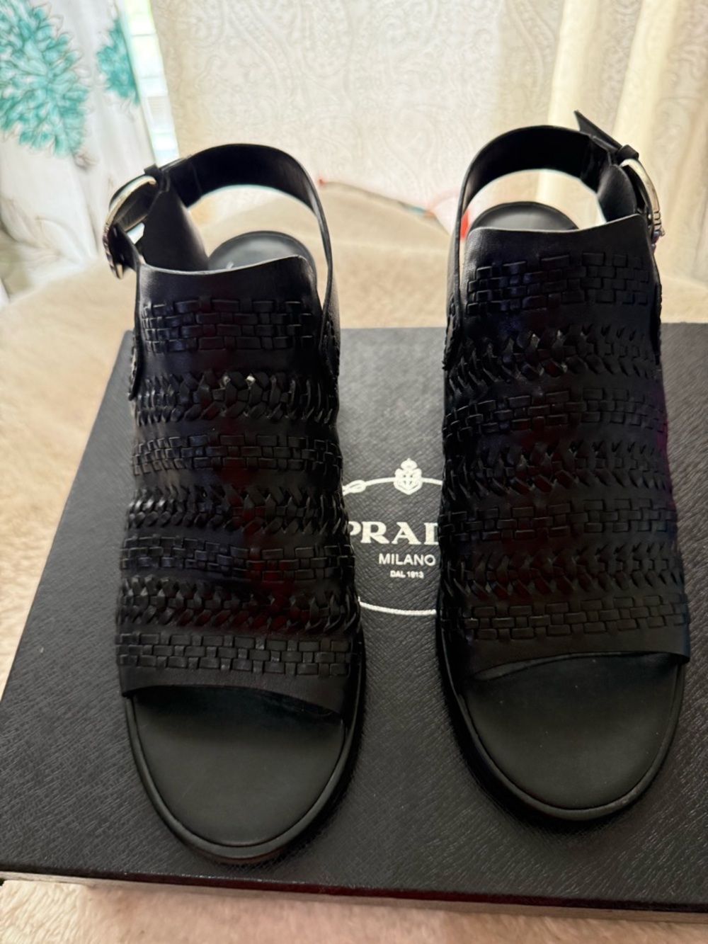BRIGHTON woven black leather Twine Sandal 7.5 Made in Brazil